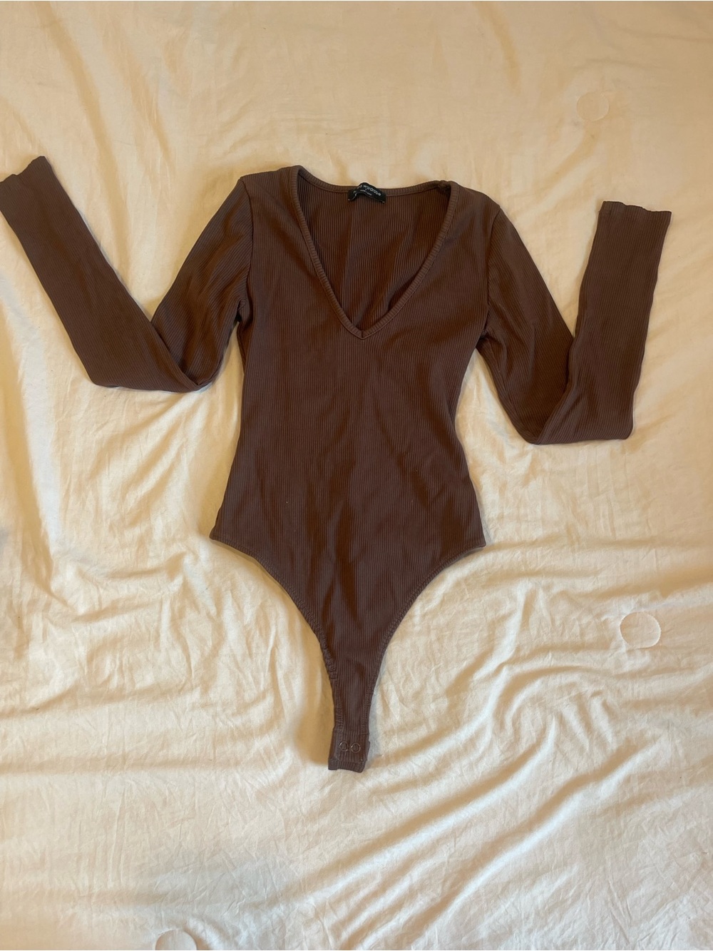 naked wardrobe brown long sleeve bodysuit